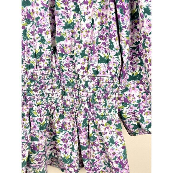 Anthropologie Pleione Floral Ruched Peplum Blouse Sz XS EUC - Picture 10 of 10